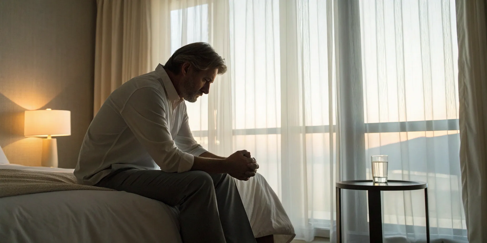 Man experiencing anxiety. Low testosterone symptoms.