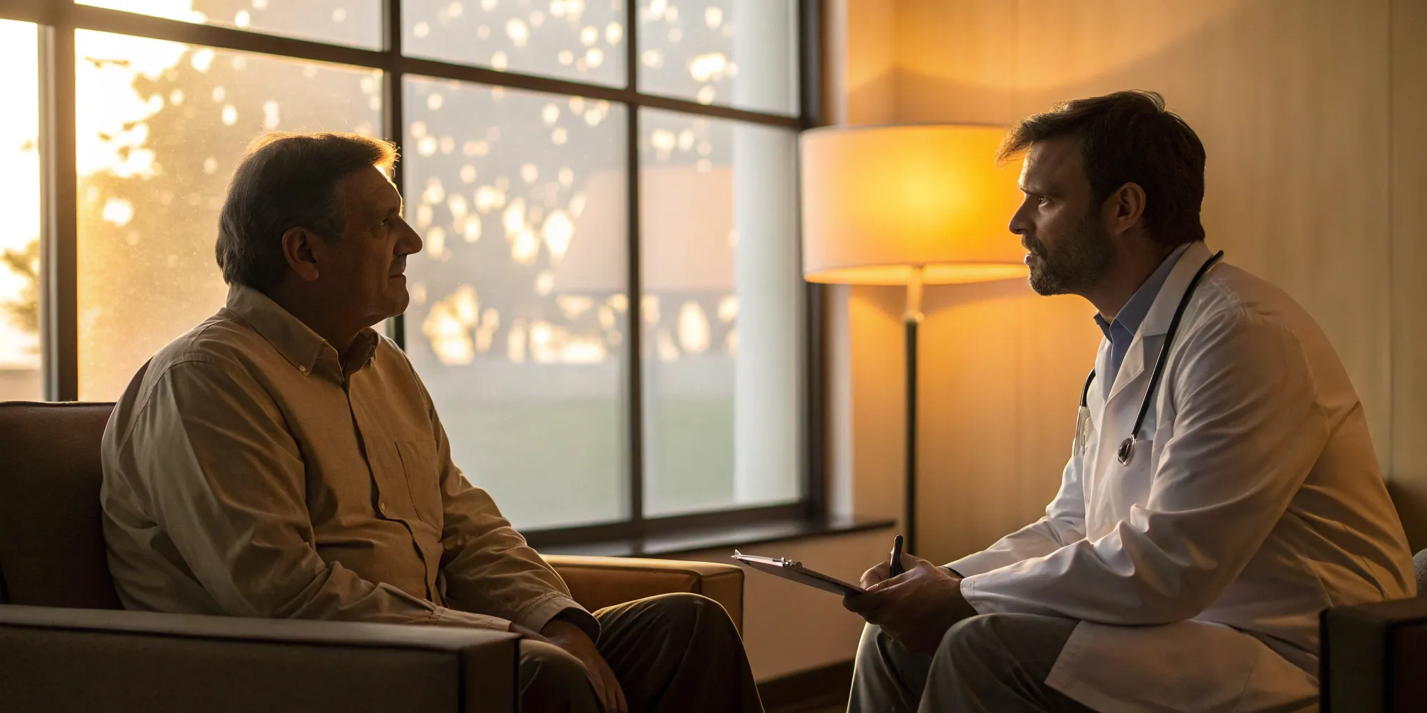 Erectile dysfunction specialist consults with patient.