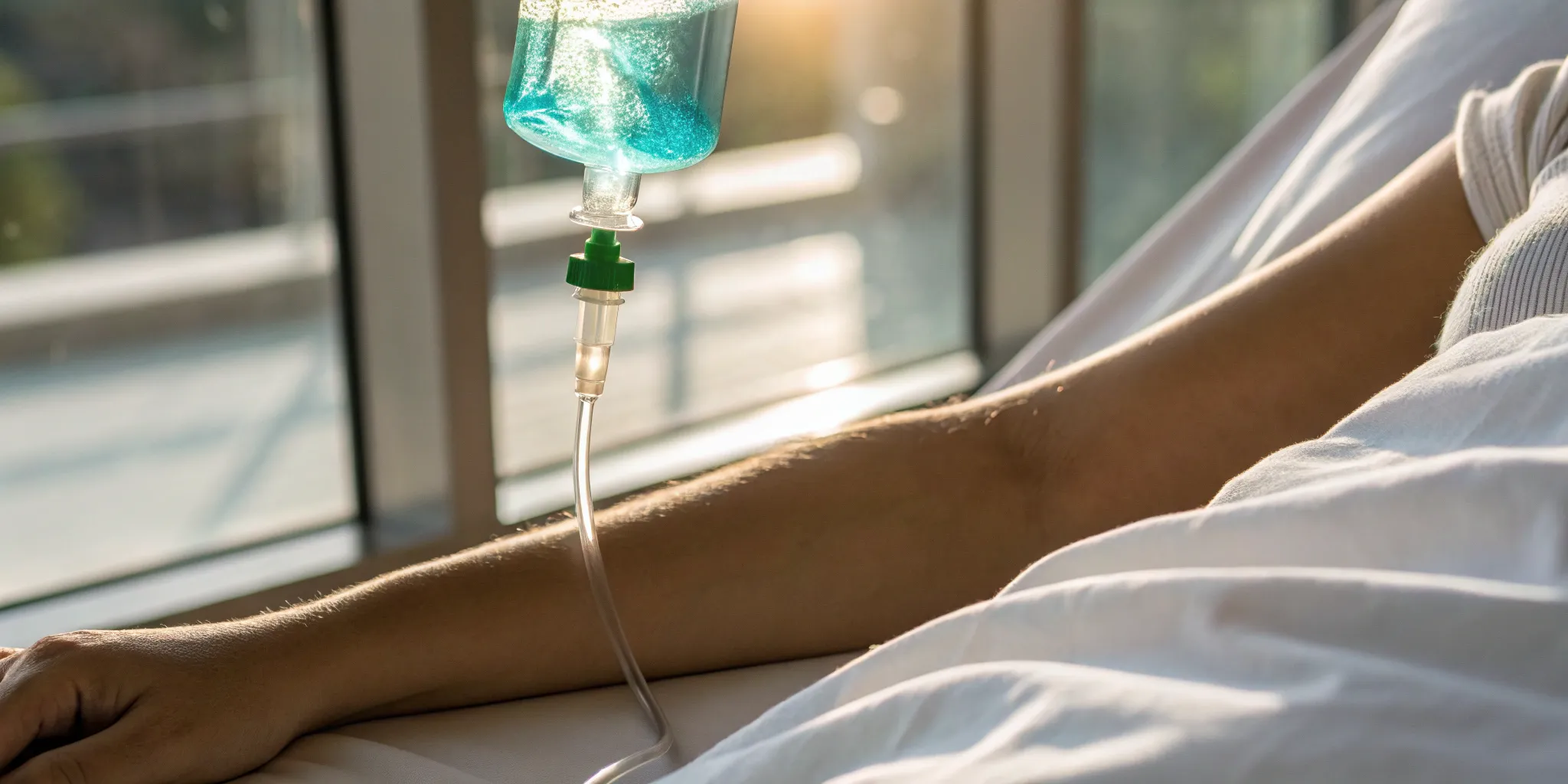 A person receiving IV hydration therapy for improved wellness and recovery.