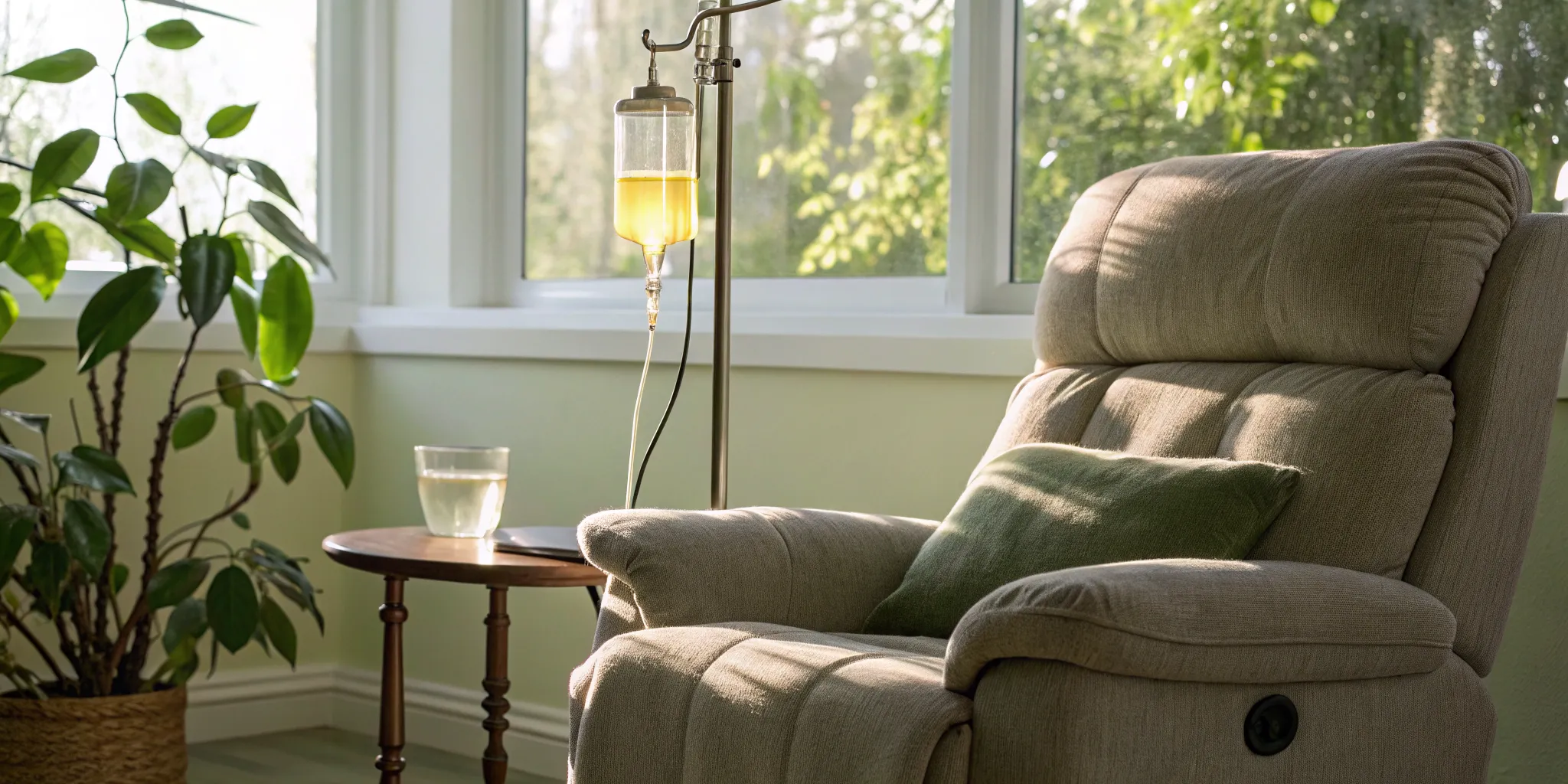 IV drip setup for therapy benefits.