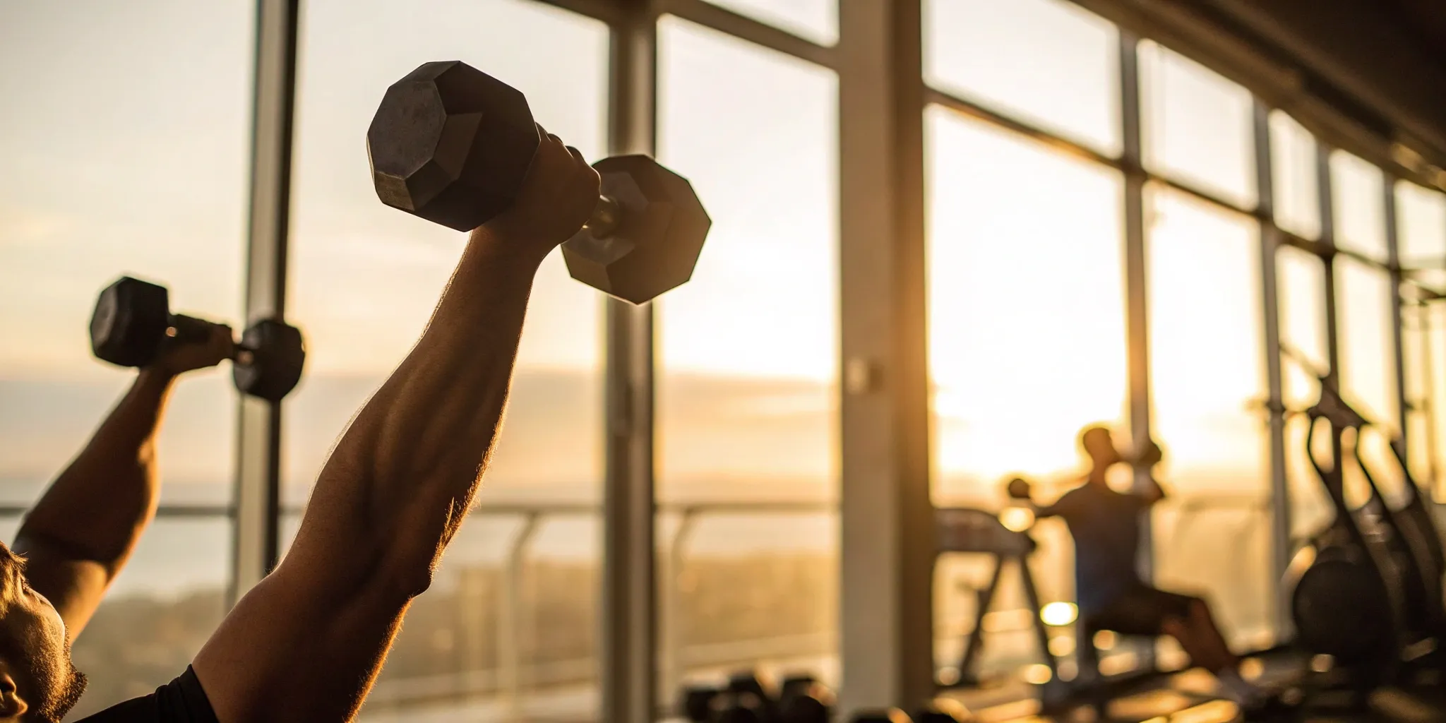 peptides-for-muscle-repair-a-complete-guide Man lifting dumbbells, using peptides for muscle repair and recovery.