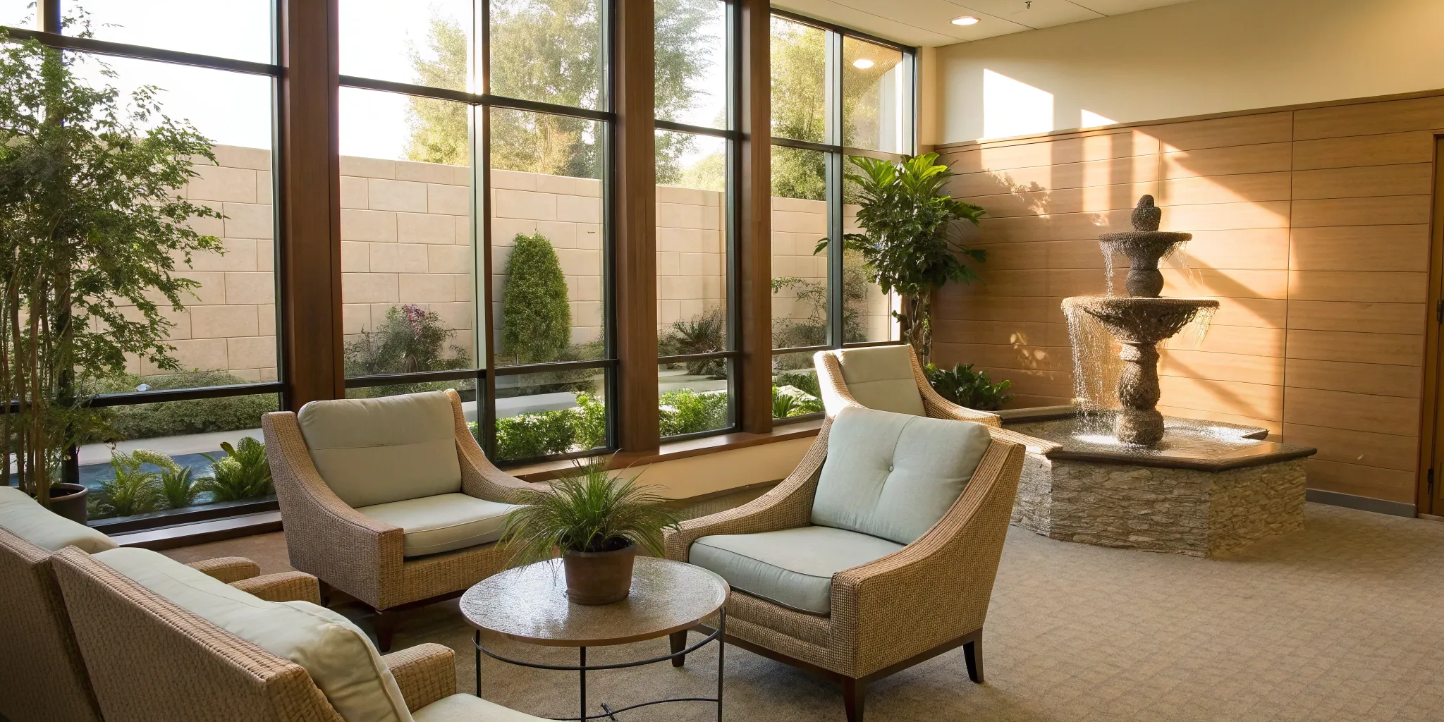 Welcoming waiting room of a modern menopause clinic near me.