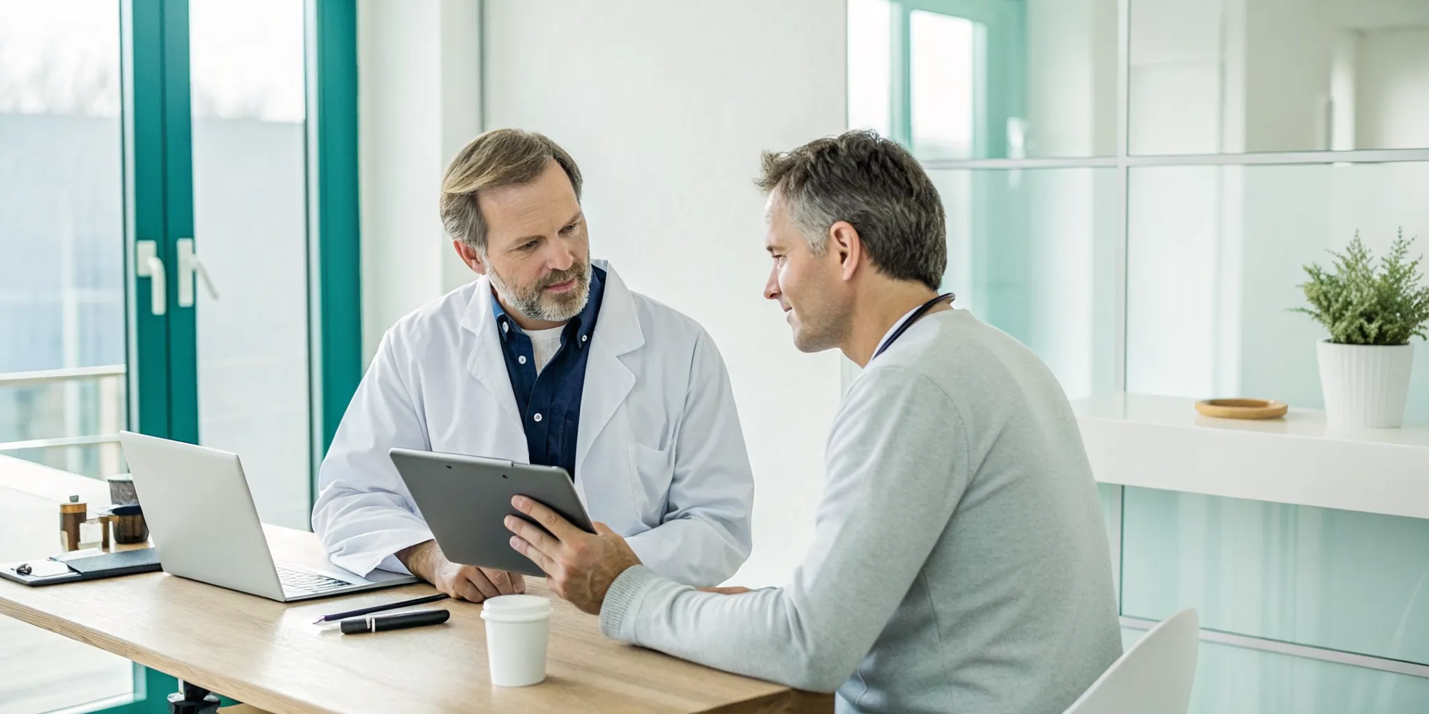 how-to-find-a-premature-ejaculation-treatment-doctor-793243 Doctor discussing premature ejaculation treatment with a patient.