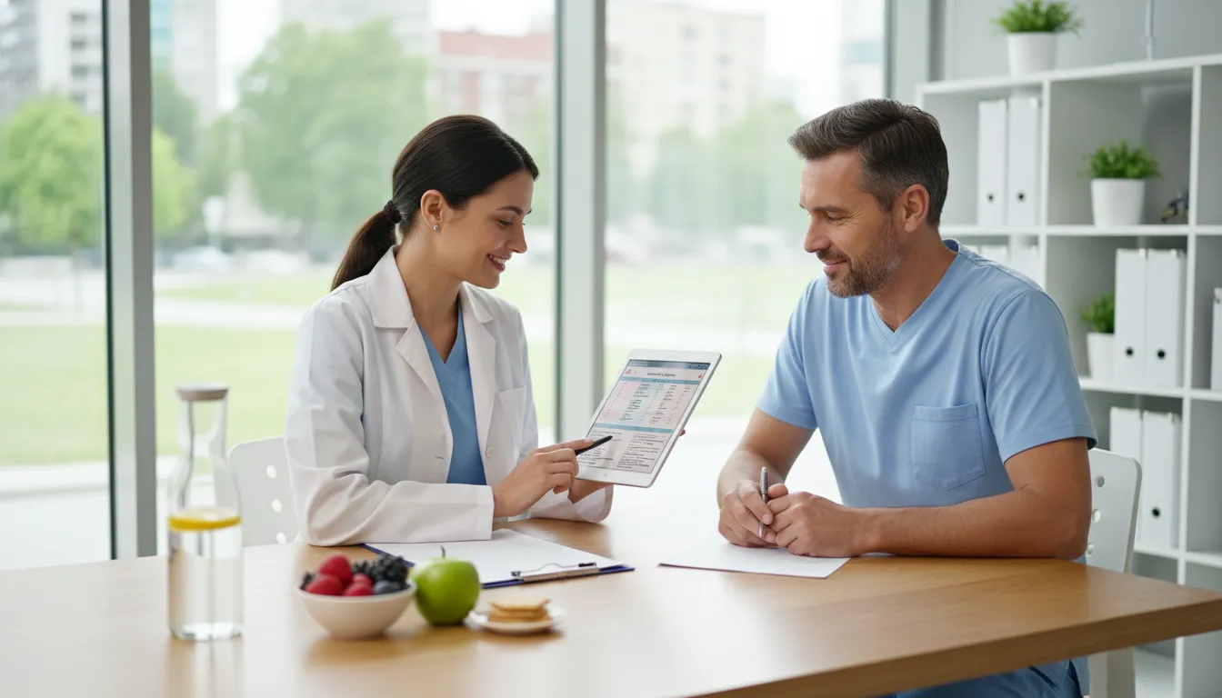 tirzepatide-side-effects-what-to-expect-716823 VidaVital Medical clinician reviewing tirzepatide side effects and symptom tracking